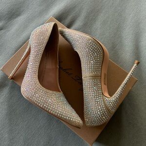 Crystal Embellished Nude High Heel Pumps